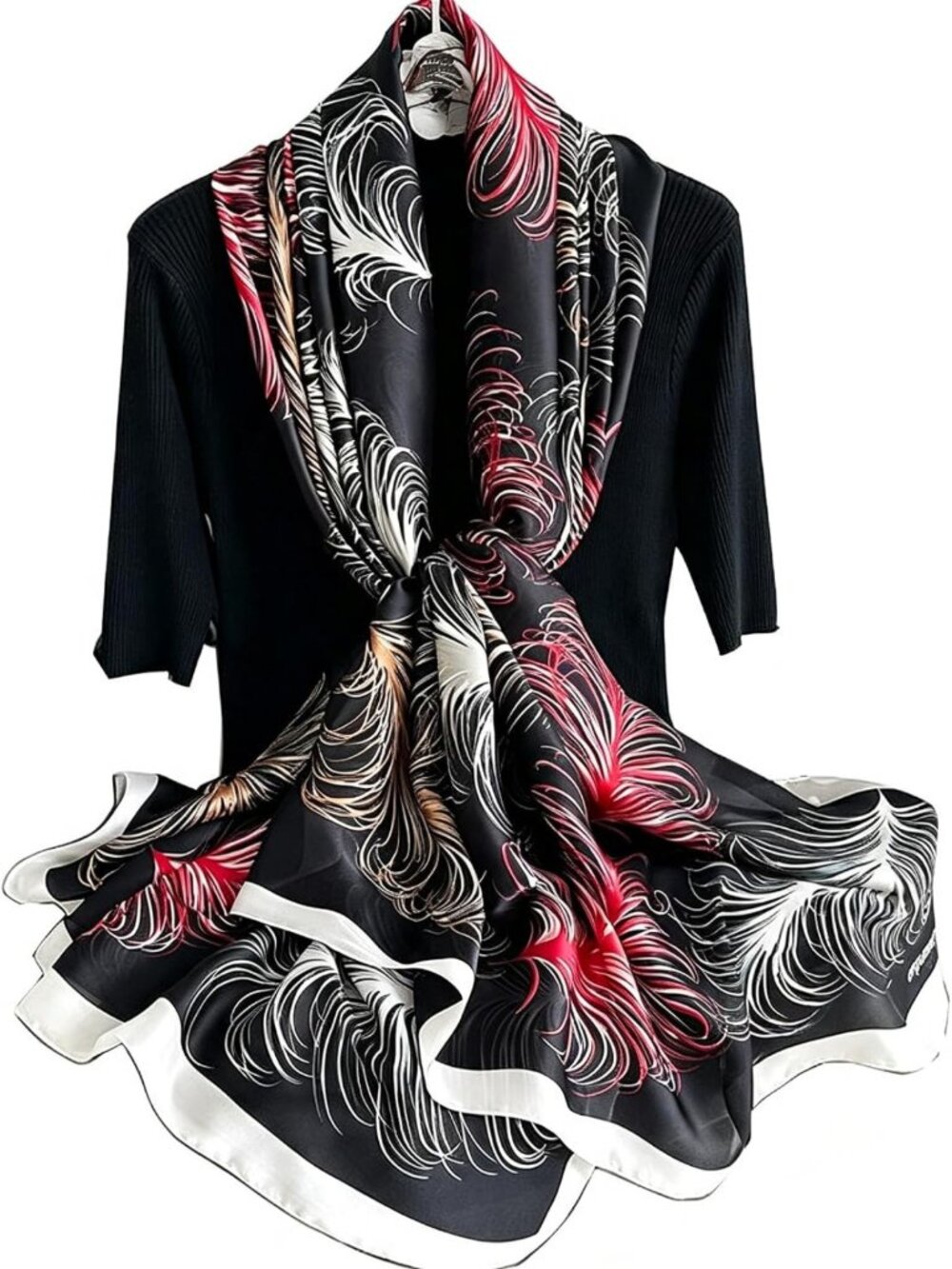 Silk Feel Long Square Scarf Shawl Wrap - Elegant Fashion Accessory for Women